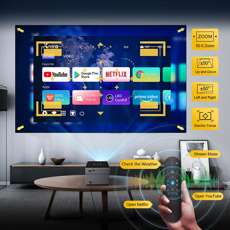 Voice Remote Control Projector 8K 4K With LED Lighting by eprolo