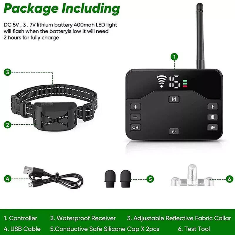 Wireless 2 in 1 Electric Dog Fence Containment System Rechargeable Shock Collar
