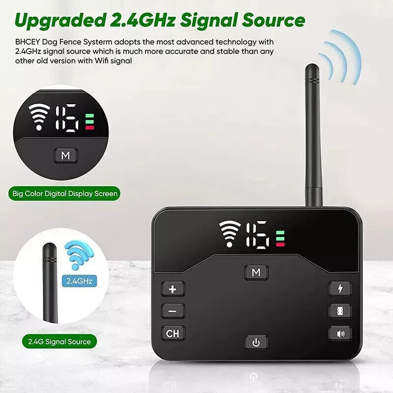 Wireless 2 in 1 Electric Dog Fence Containment System Rechargeable Shock Collar