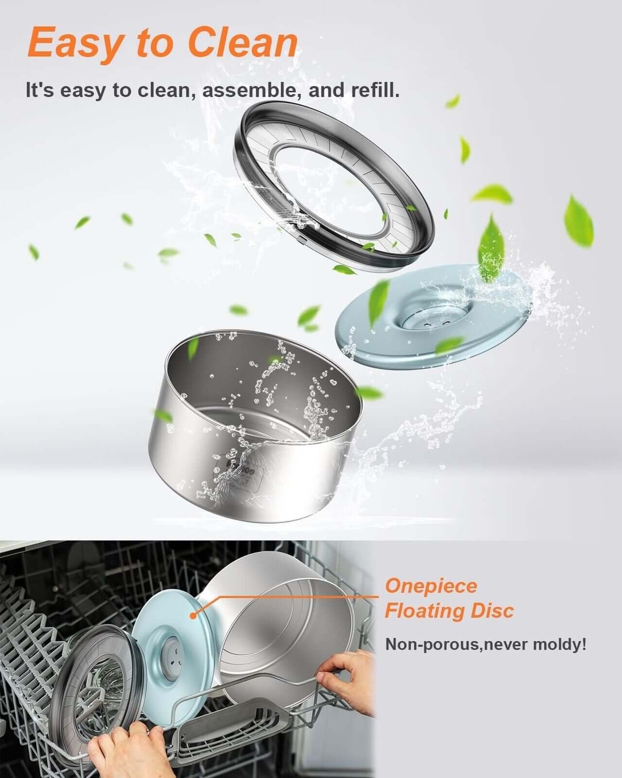 1Gallon Dog Water Bowl, 3.8L No Spill Water Bowl for Dogs, Stainless Steel Sp...