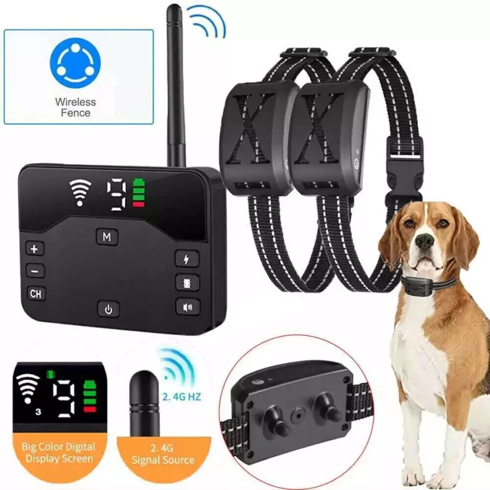Wireless 2 in 1 Electric Dog Fence Containment System Rechargeable Shock Collar