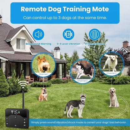 Wireless 2 in 1 Electric Dog Fence Containment System Rechargeable Shock Collar